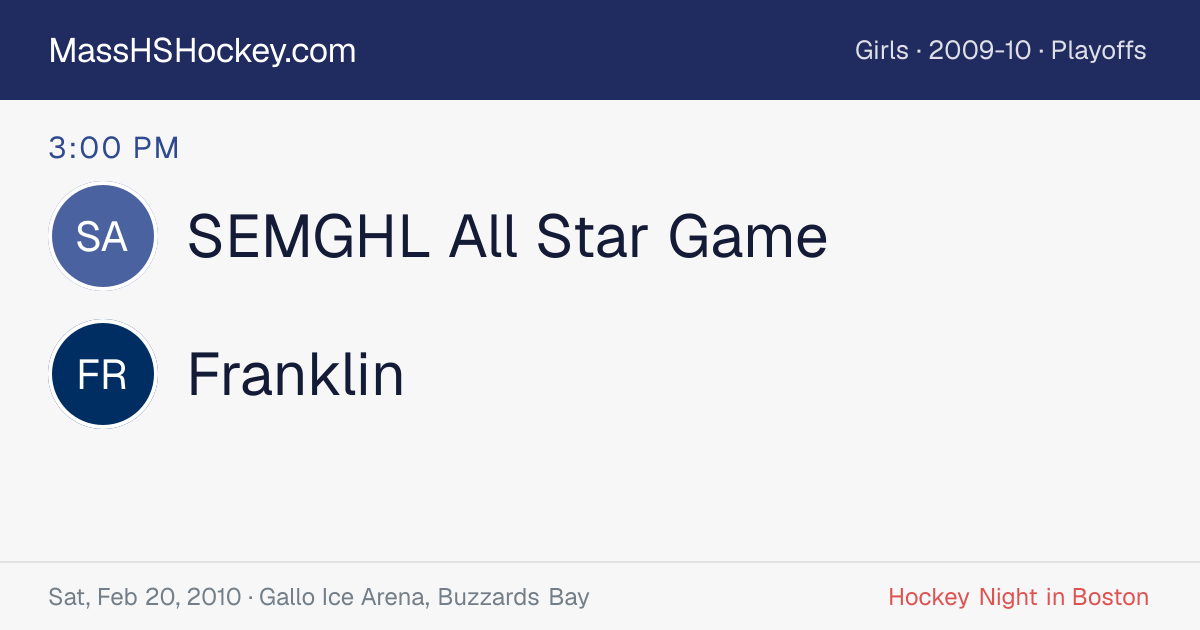 SEMGHL All Star Game at Franklin score card