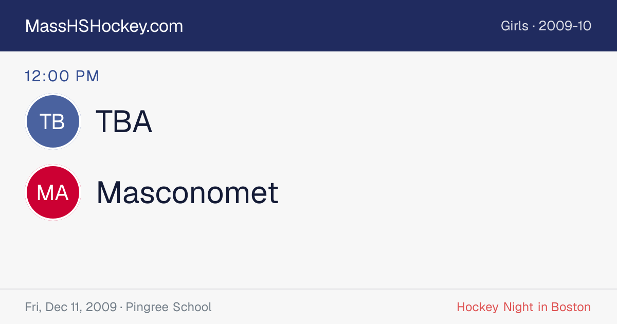 TBA at Masconomet score card