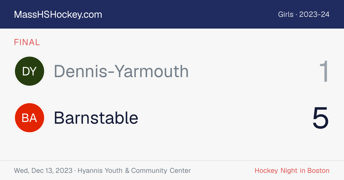 Dennis-Yarmouth at Barnstable score card
