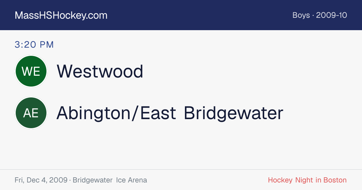 Westwood at Abington/East Bridgewater score card