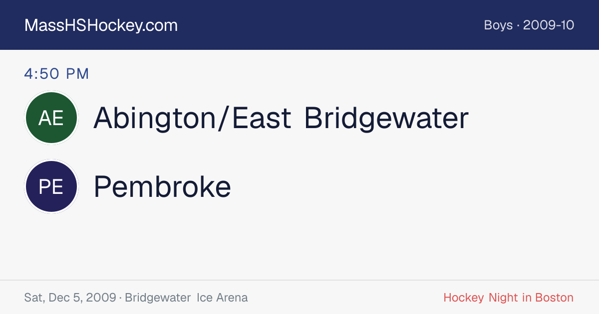 Abington/East Bridgewater at Pembroke score card