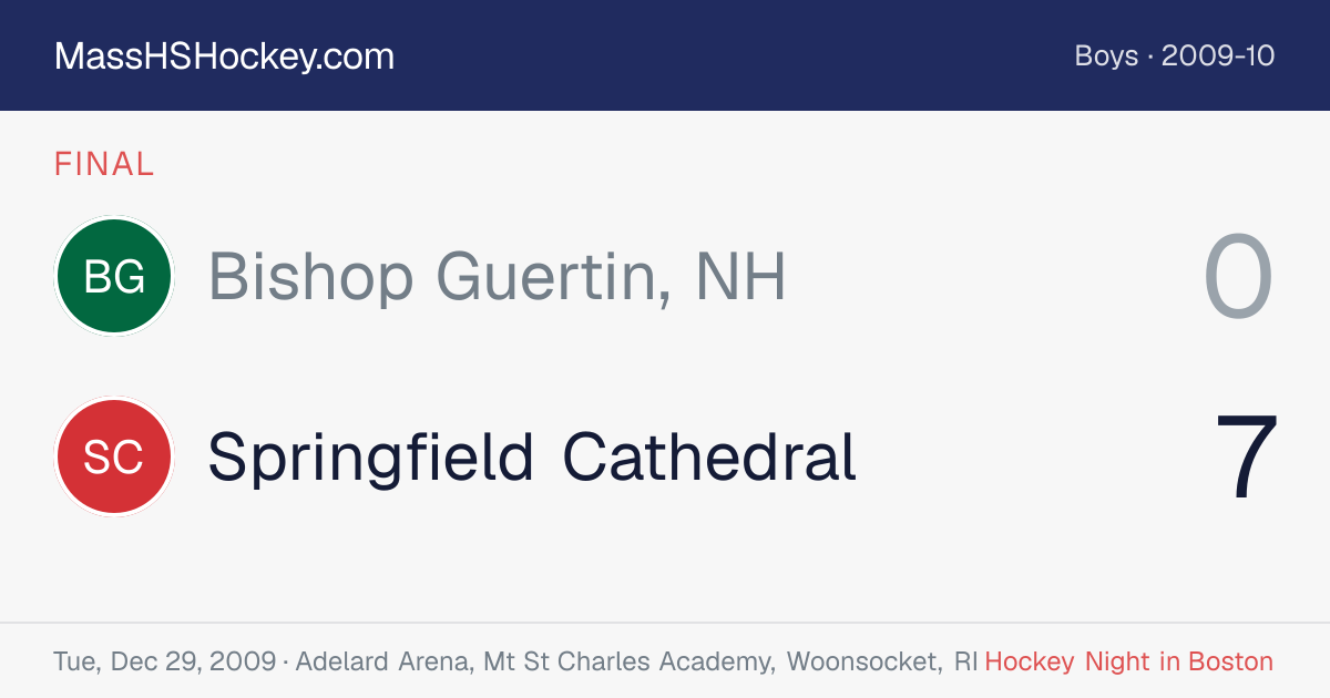 Bishop Guertin, NH at Springfield Cathedral score card