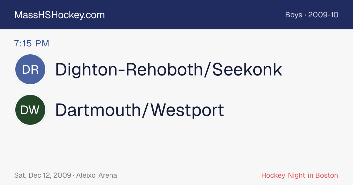 Dighton-Rehoboth/Seekonk at Dartmouth/Westport score card
