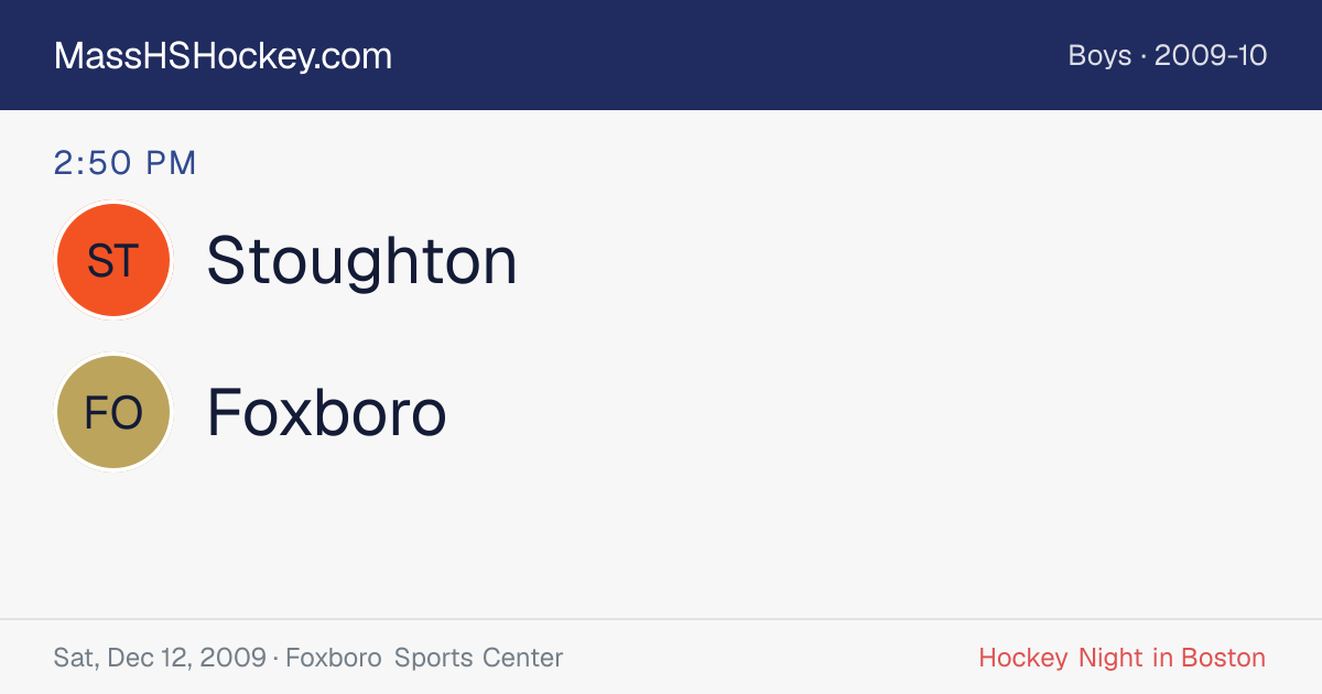 Stoughton at Foxboro score card