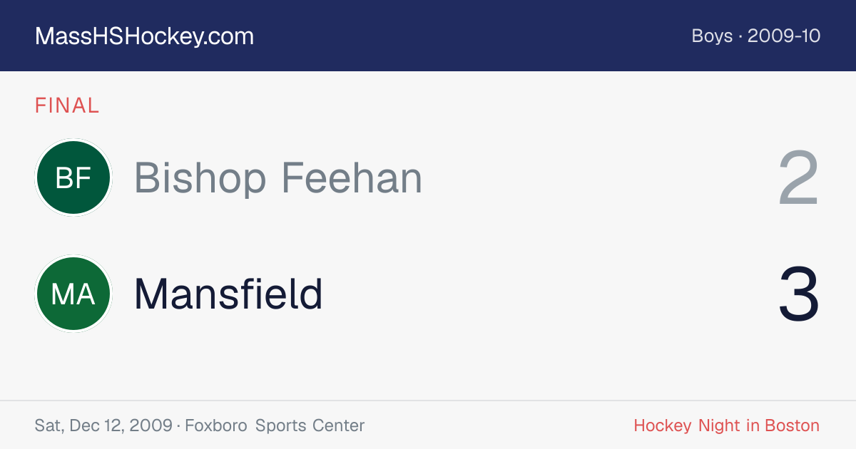 Bishop Feehan at Mansfield score card