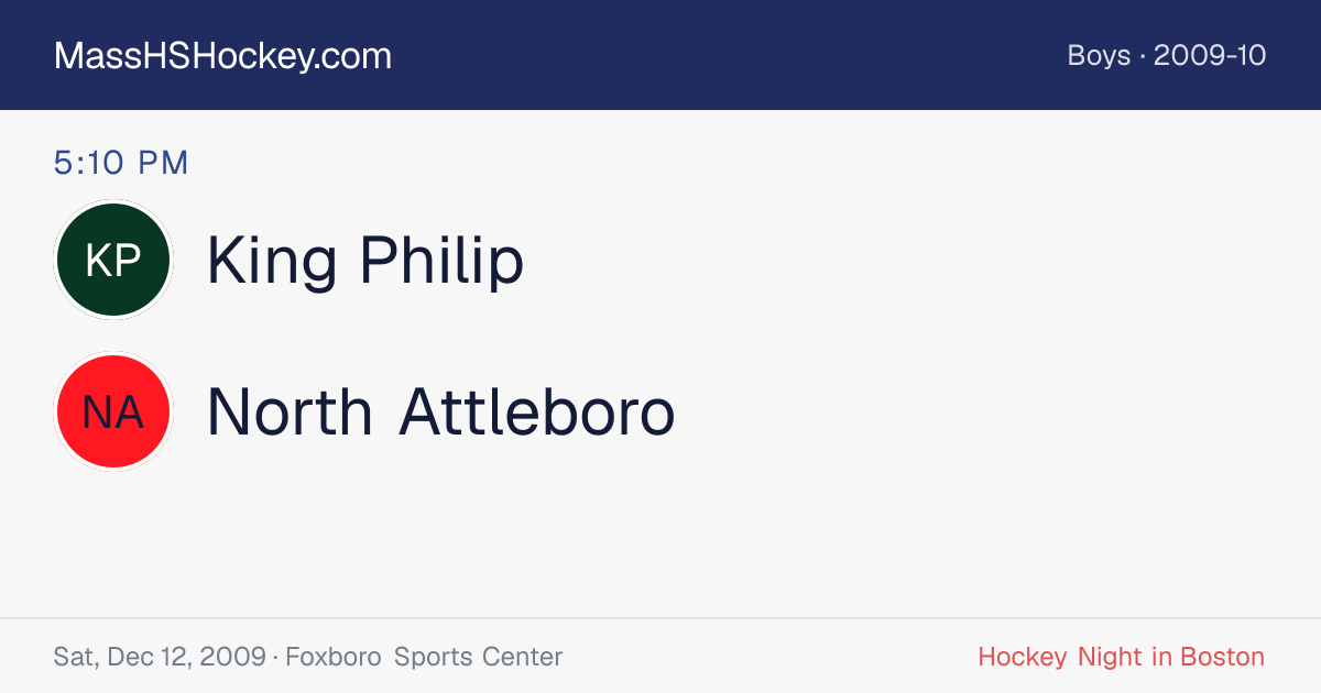 King Philip at North Attleboro score card
