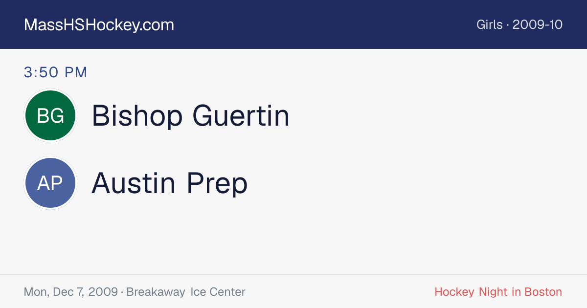 Bishop Guertin at Austin Prep score card