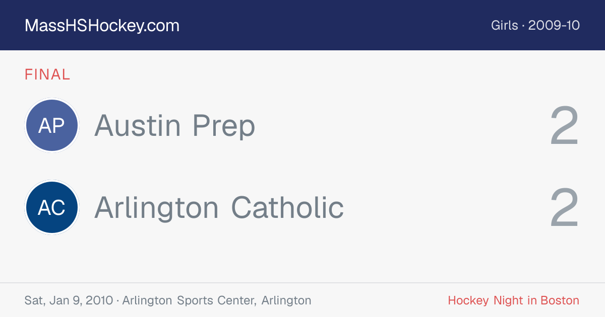 Austin Prep at Arlington Catholic score card