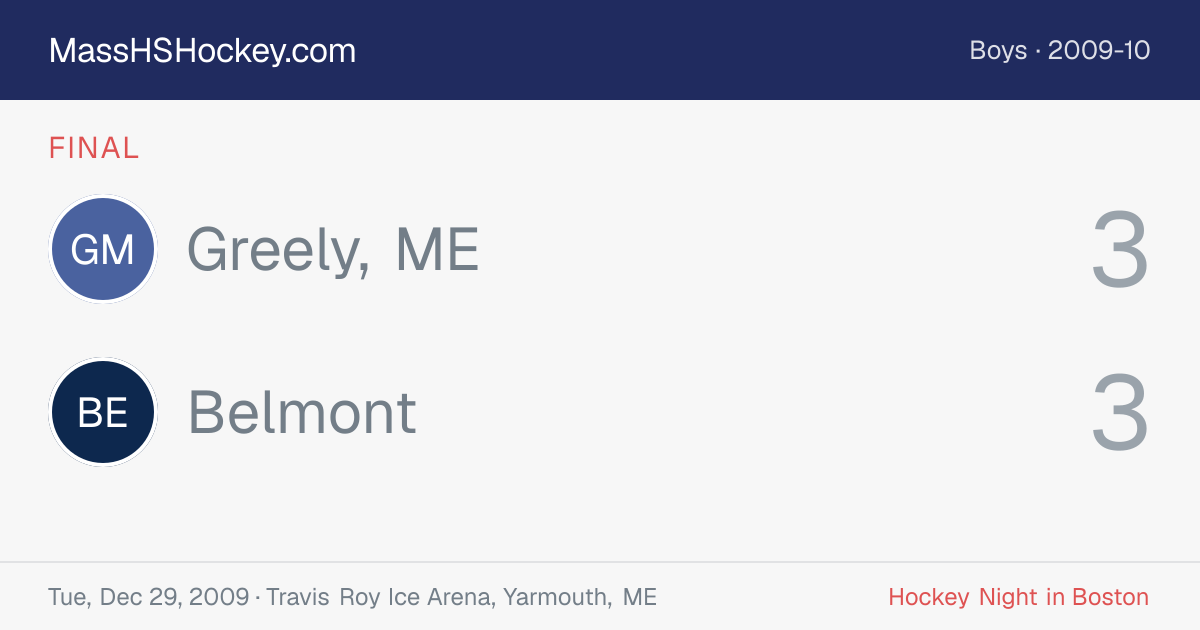 Greely, ME at Belmont score card