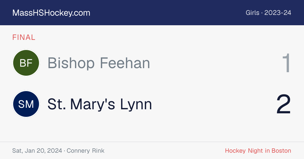Bishop Feehan at St. Mary's Lynn score card