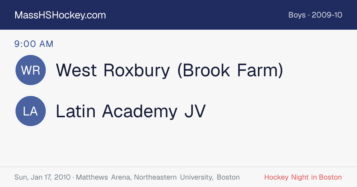 West Roxbury (Brook Farm) at Latin Academy JV score card