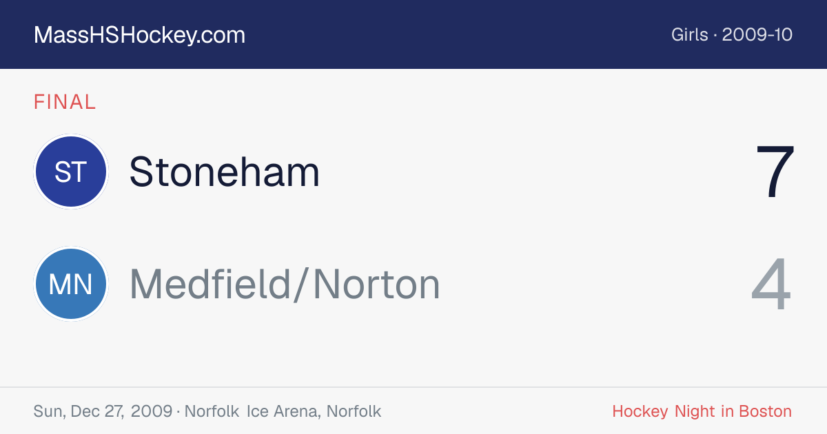 Stoneham at Medfield/Norton score card