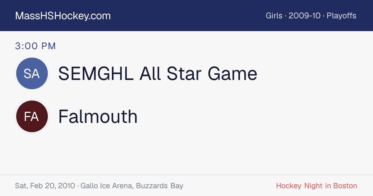 SEMGHL All Star Game at Falmouth score card