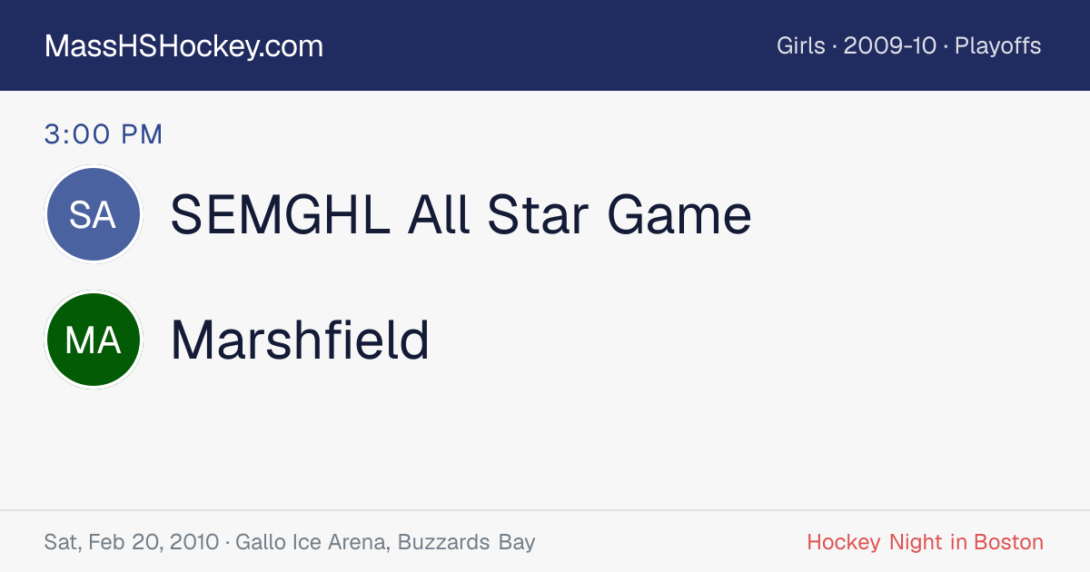 SEMGHL All Star Game at Marshfield score card