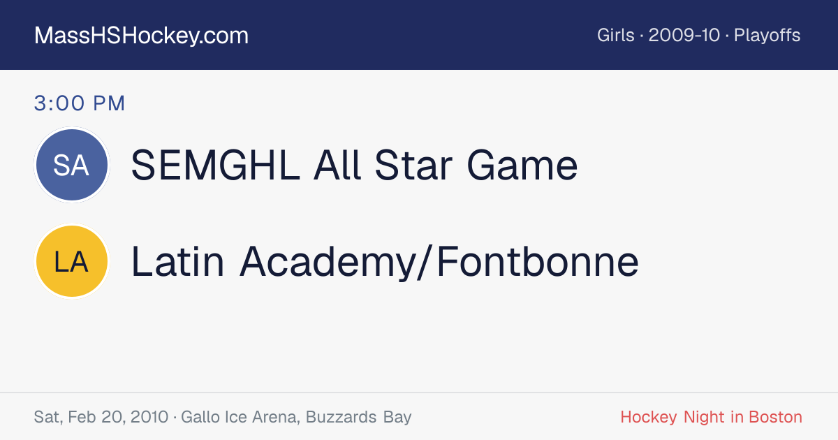 SEMGHL All Star Game at Latin Academy/Fontbonne score card