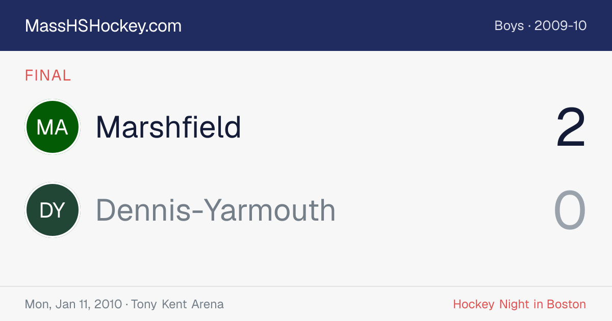 Marshfield at Dennis-Yarmouth score card