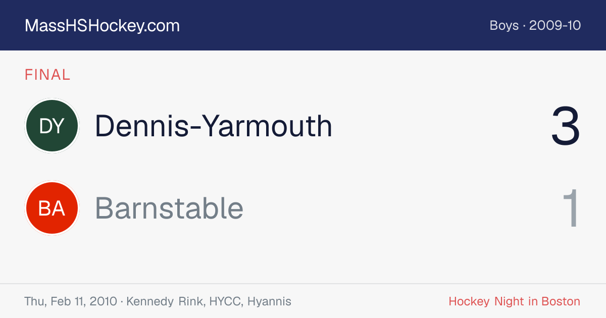 Dennis-Yarmouth at Barnstable score card