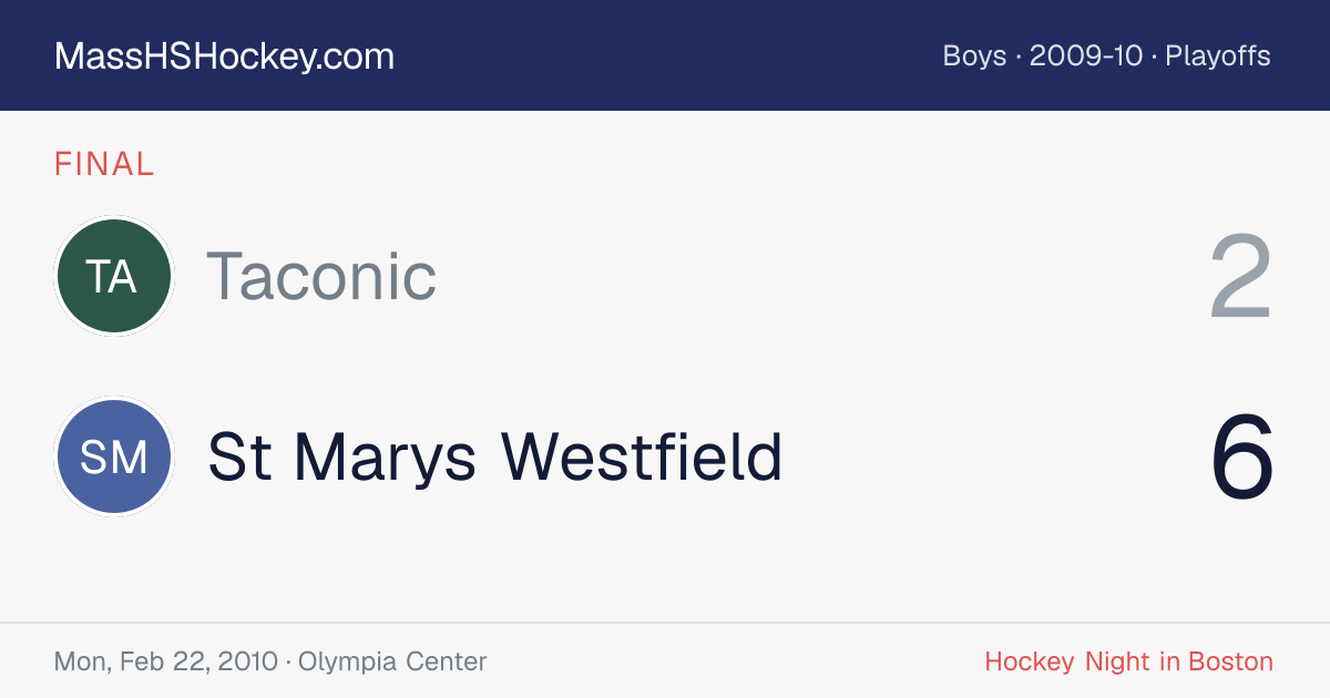 Taconic at St Marys Westfield score card
