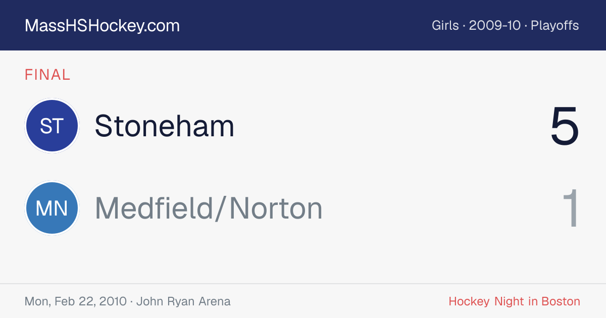 Stoneham at Medfield/Norton score card