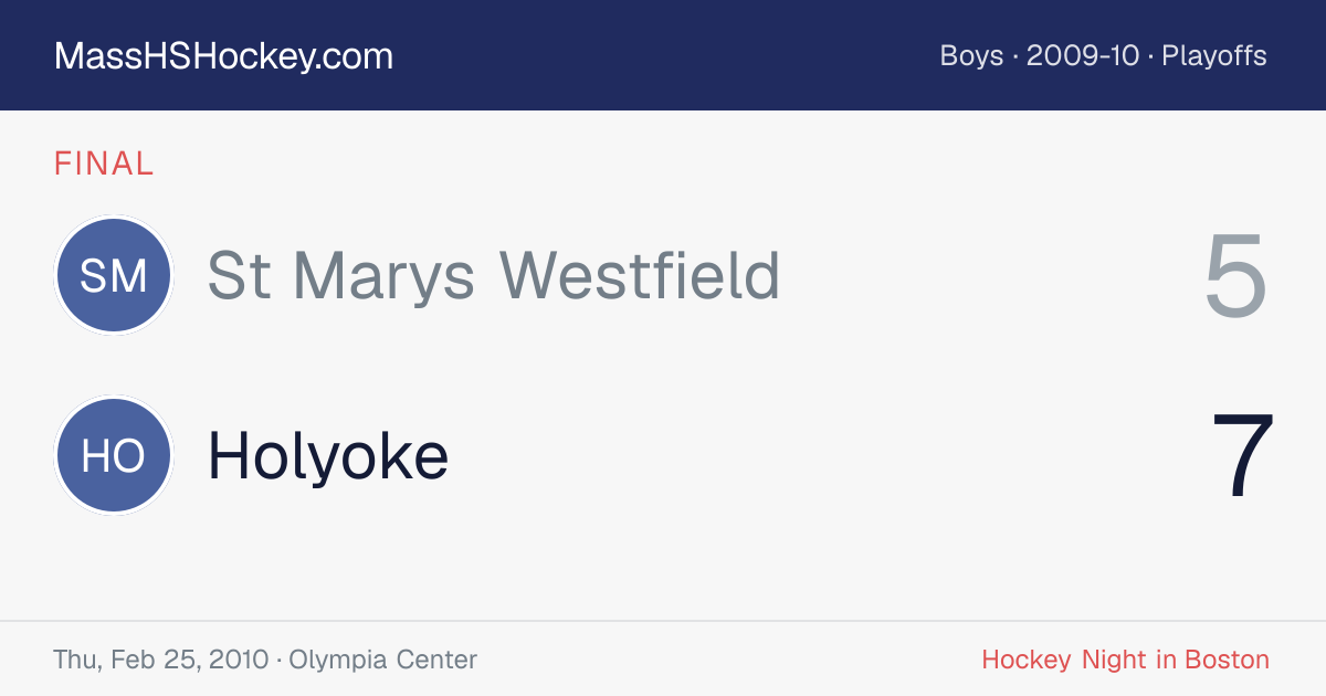 St Marys Westfield at Holyoke score card