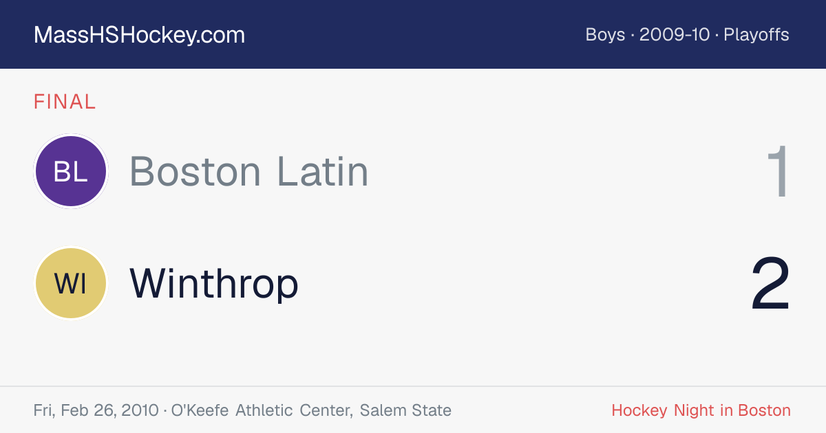 Boston Latin at Winthrop score card