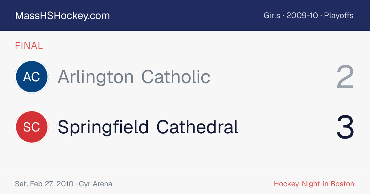 Arlington Catholic at Springfield Cathedral score card