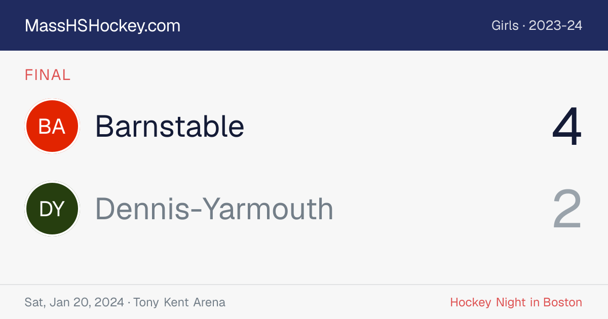 Barnstable at Dennis-Yarmouth score card