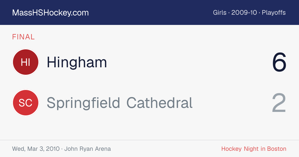 Hingham at Springfield Cathedral score card