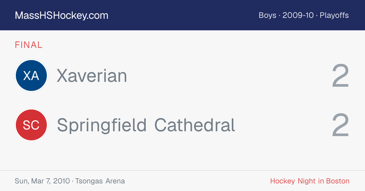 Xaverian at Springfield Cathedral score card