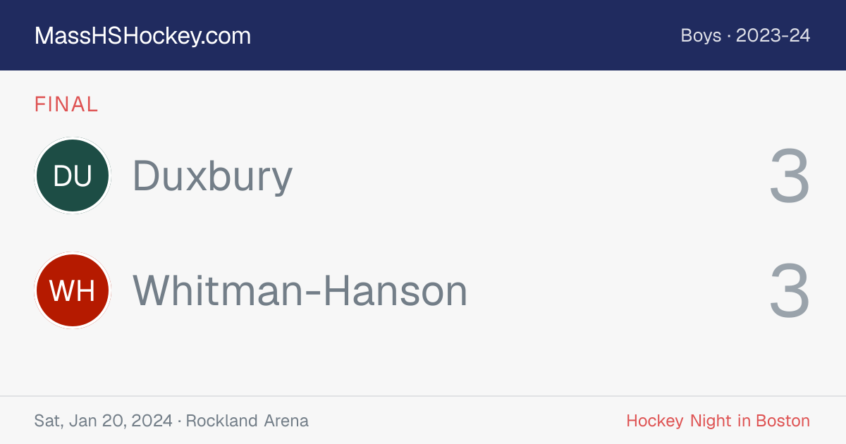 Duxbury at Whitman-Hanson score card