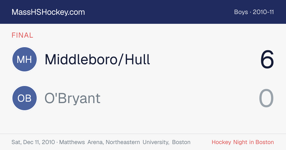 Middleboro/Hull at O'Bryant score card
