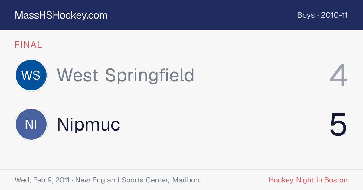 West Springfield at Nipmuc score card