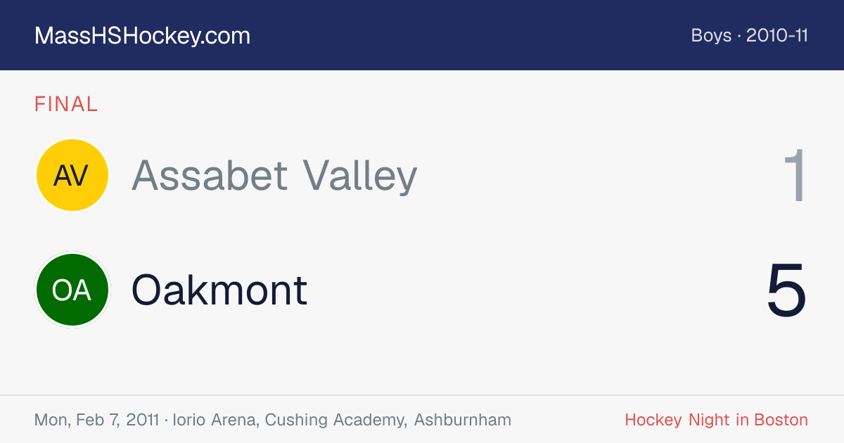 Assabet Valley at Oakmont score card