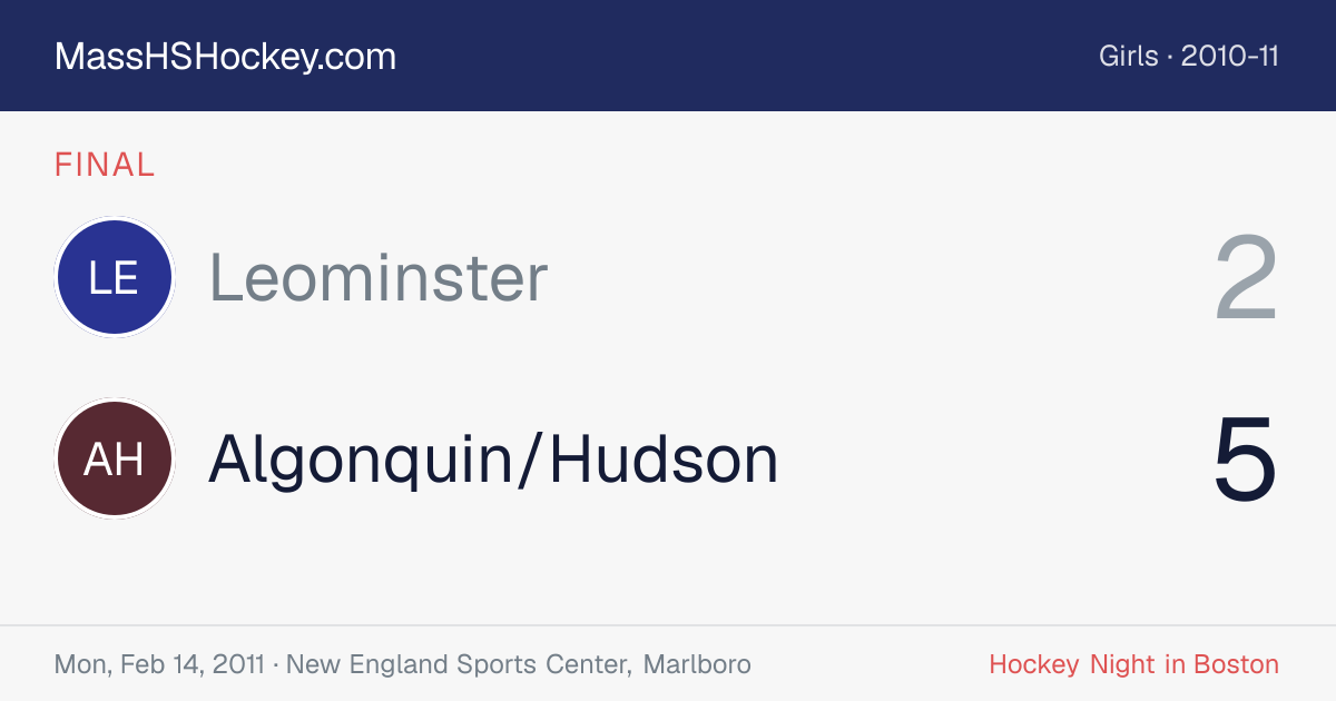 Leominster at Algonquin/Hudson score card