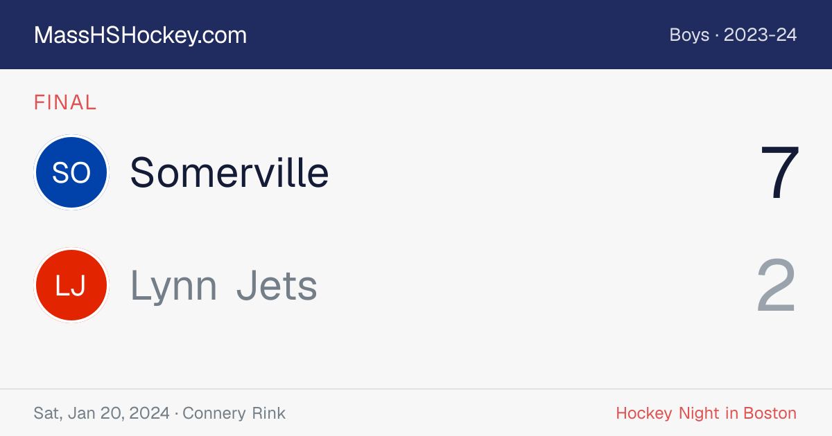 Somerville at Lynn Jets score card