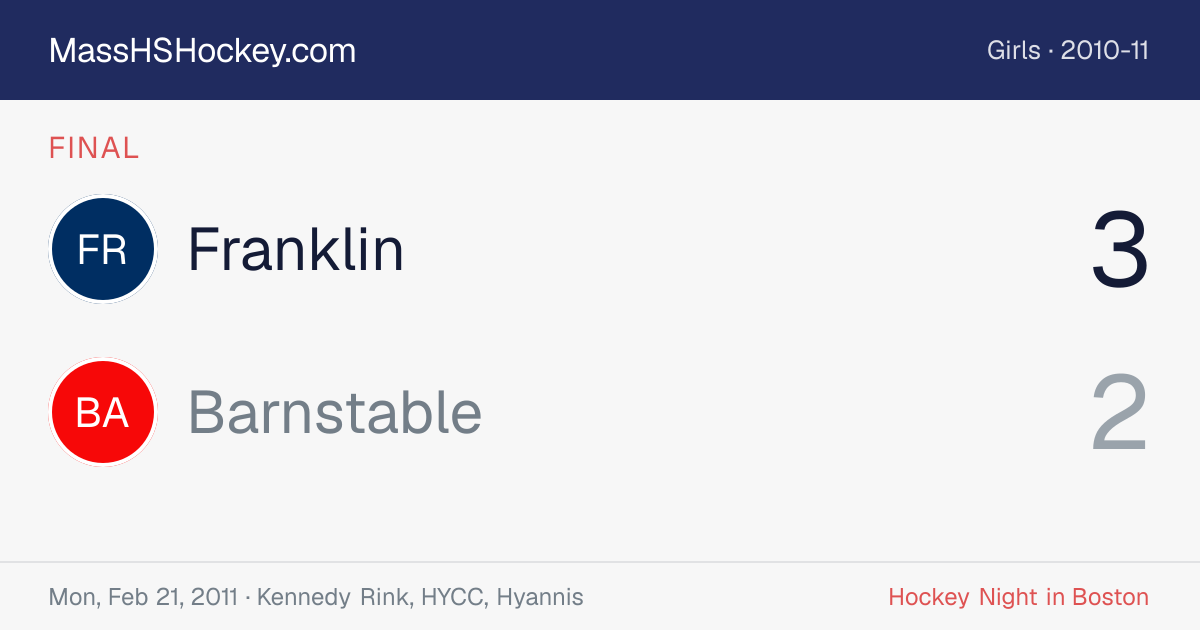 Franklin at Barnstable score card