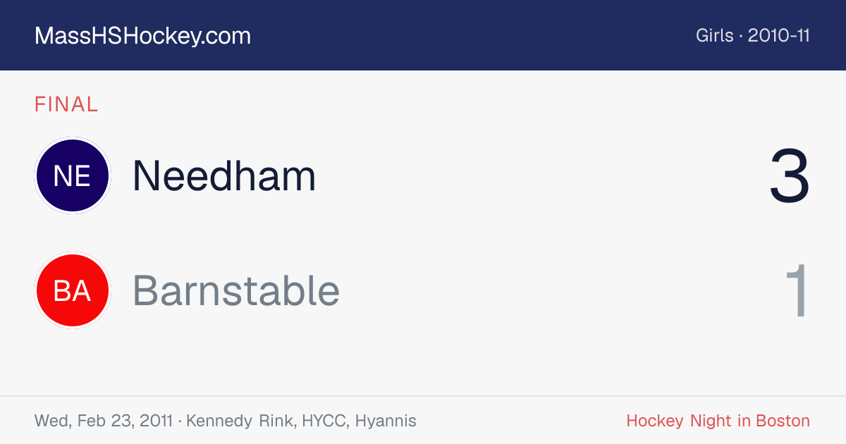 Needham at Barnstable score card