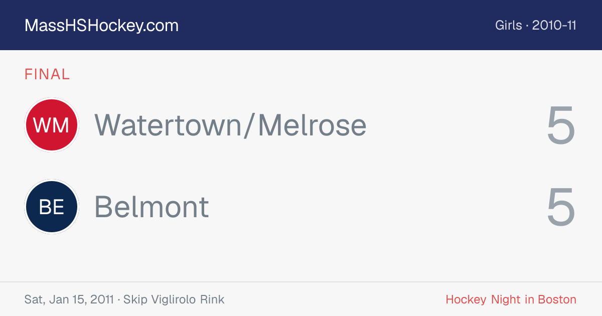 Watertown/Melrose at Belmont score card