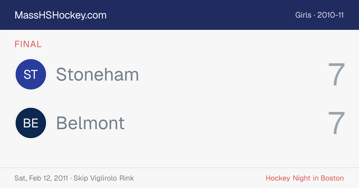 Stoneham at Belmont score card