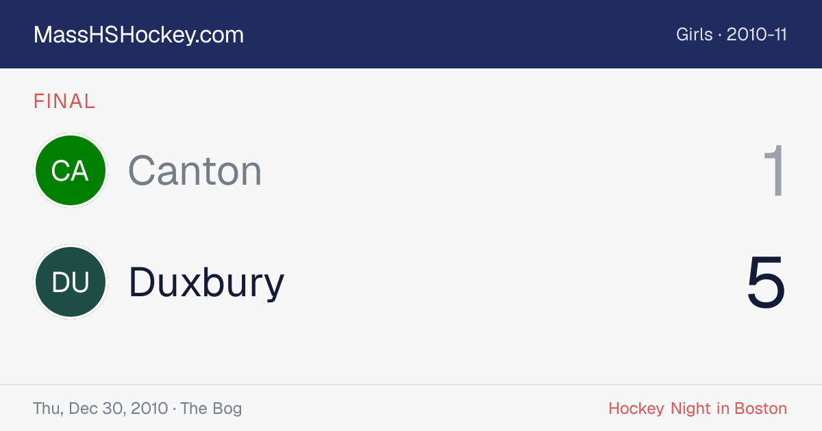 Canton at Duxbury score card