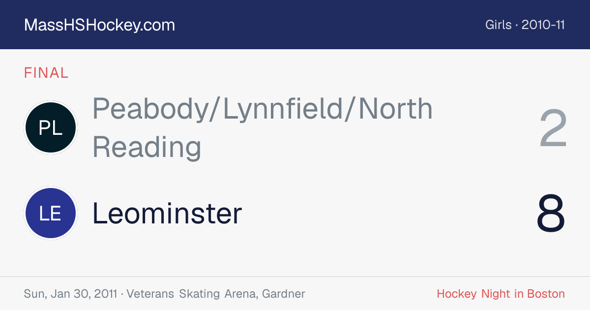 Peabody/Lynnfield/North Reading at Leominster score card