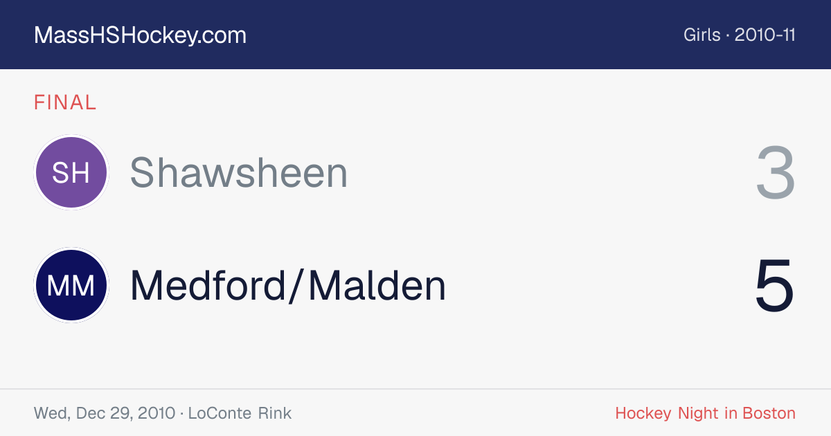 Shawsheen at Medford/Malden score card