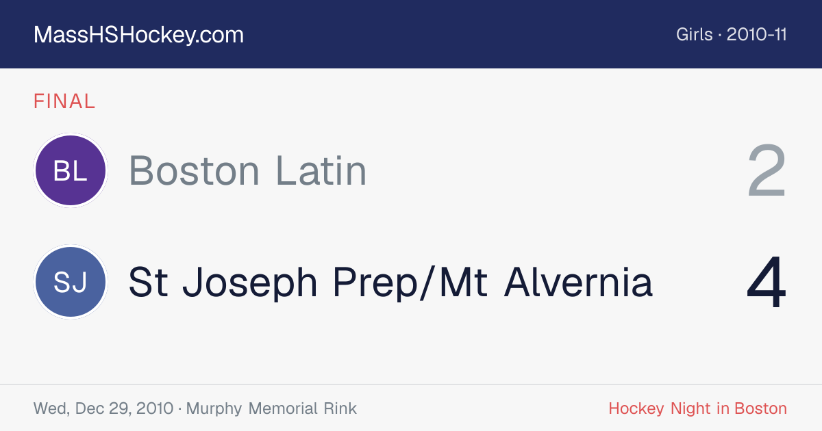 Boston Latin at St Joseph Prep/Mt Alvernia score card