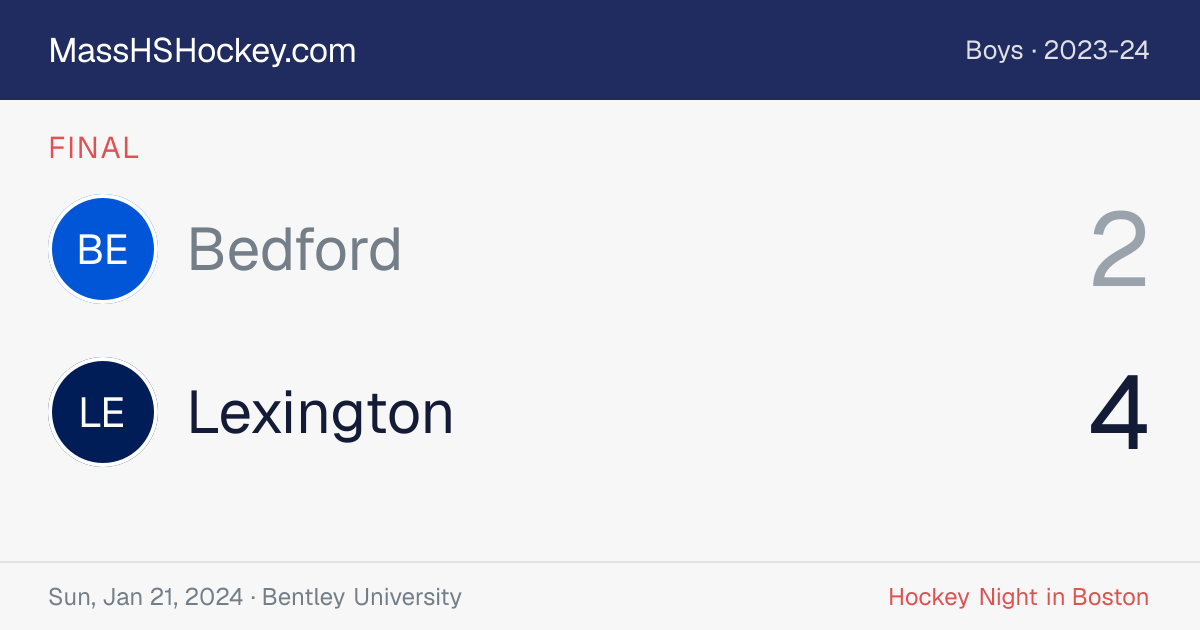 Bedford at Lexington score card