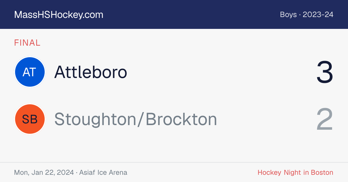 Attleboro at Stoughton/Brockton score card