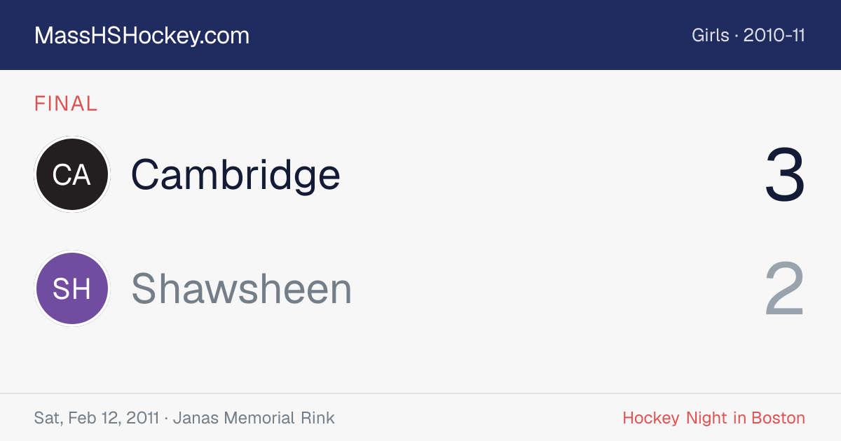 Cambridge at Shawsheen score card