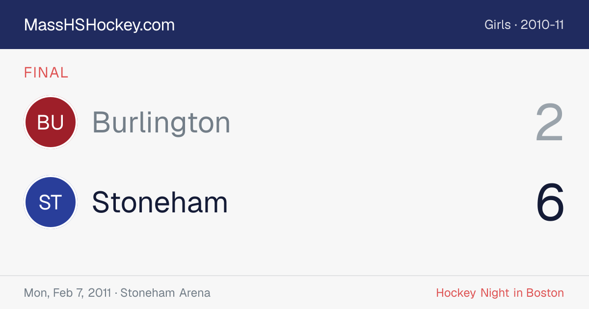 Burlington at Stoneham score card