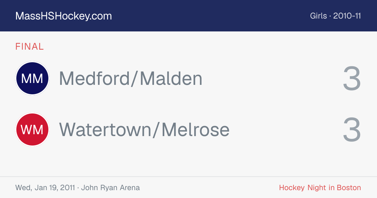 Medford/Malden at Watertown/Melrose score card