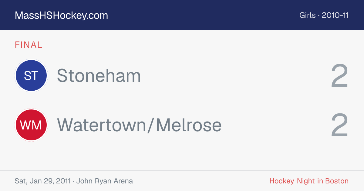 Stoneham at Watertown/Melrose score card