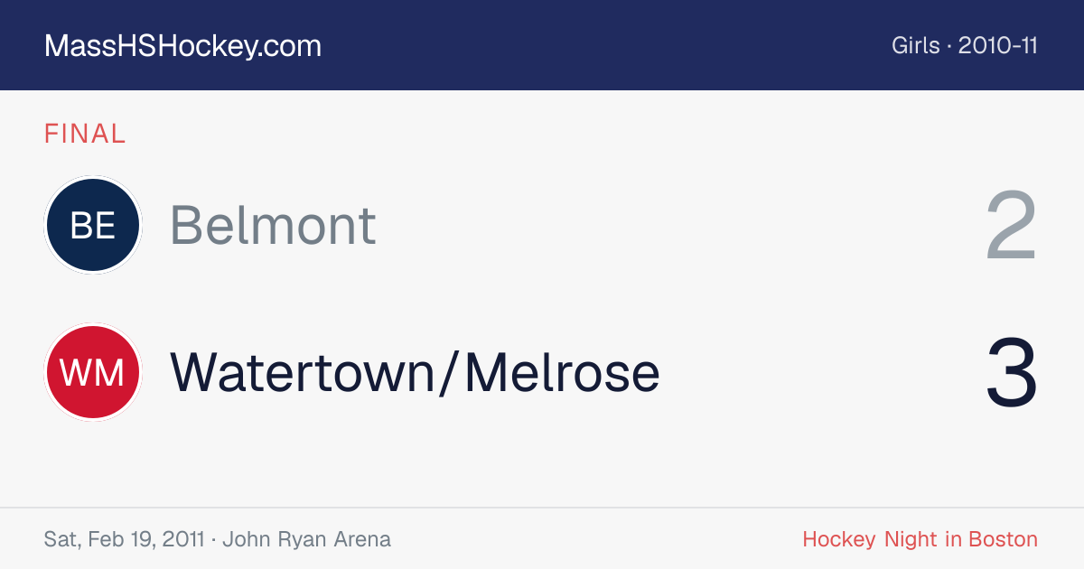 Belmont at Watertown/Melrose score card